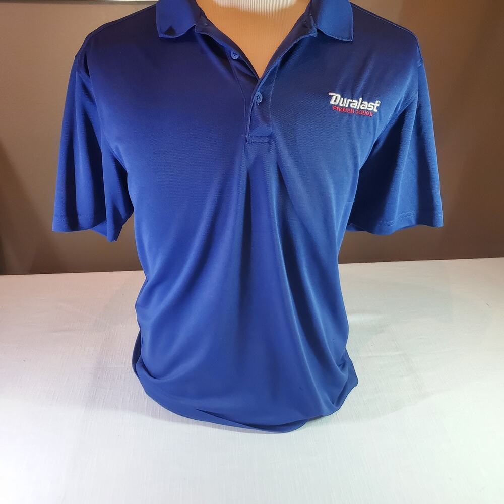 Duralast Mens Blue Polo Shirt Size Large Short Sleeve Proven Tough Workwear